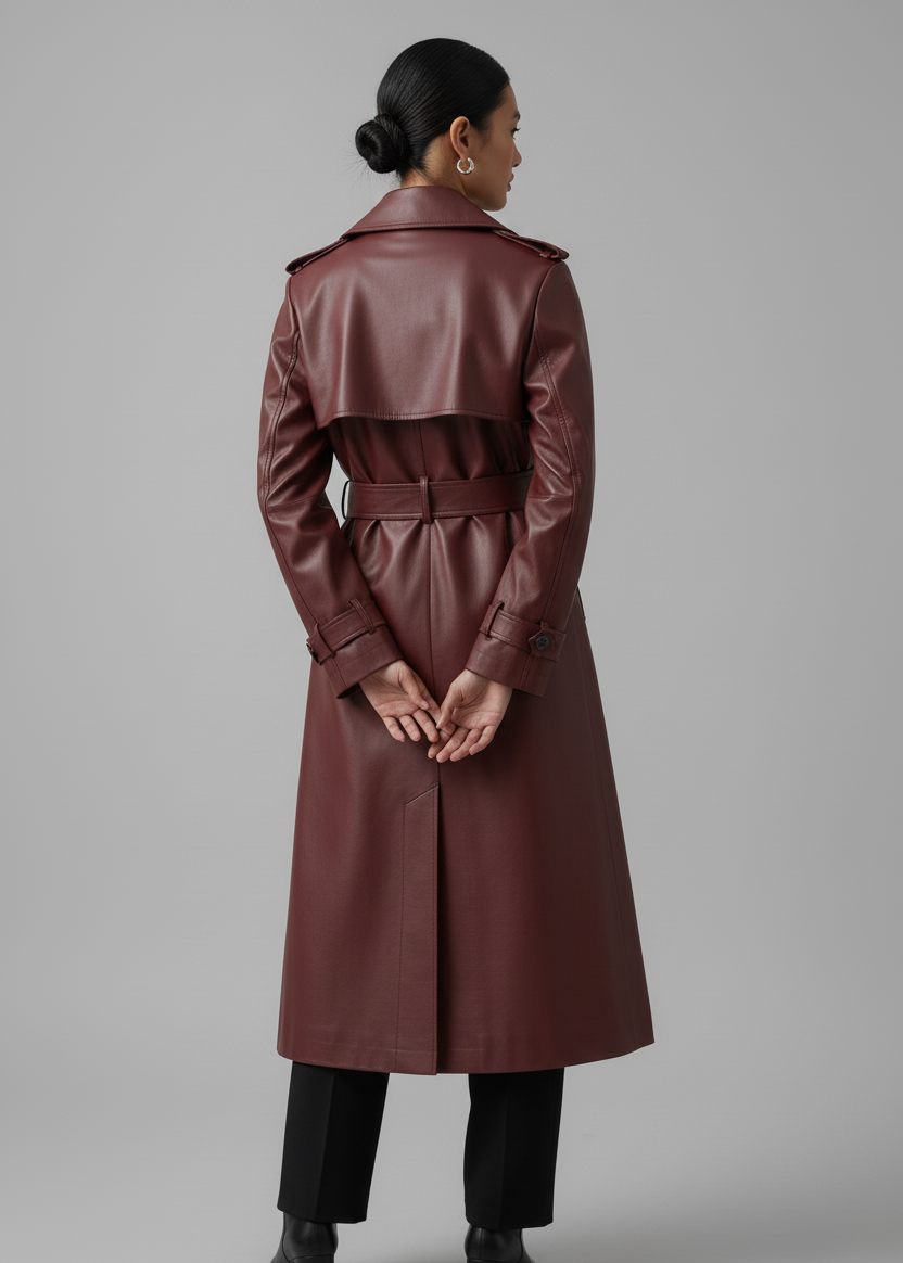 Anna - Faux Leather Trench Coat