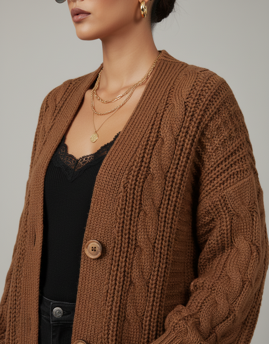 Evelin - Cable Knit Cardigan