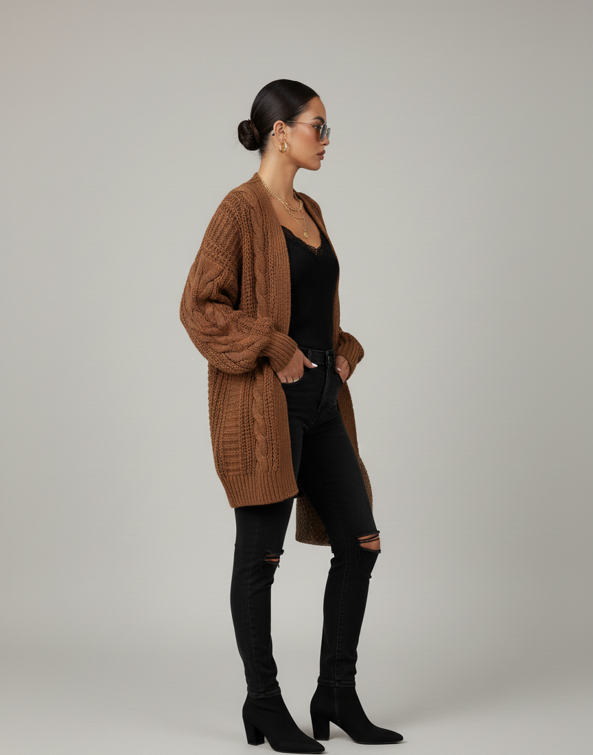 Evelin - Cable Knit Cardigan